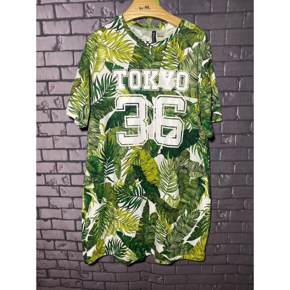 Divided Tokyo 36 Palm Leaf T Shirt Dress 12 - Picture 2 of 5
